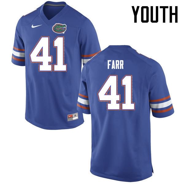 Youth NCAA Florida Gators Ryan Farr #41 Stitched Authentic Nike Blue College Football Jersey VMS0865OV